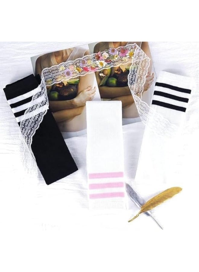 CLENEA جوارب طويلة للبنات، جوارب أنيقة محبوكة، جوارب مدرسية مضلعة، 3 أزواج من الجوارب الأنبوبية بدون خياطة، جوارب أطفال للجنسين من 8 إلى 10 سنوات - Image 4